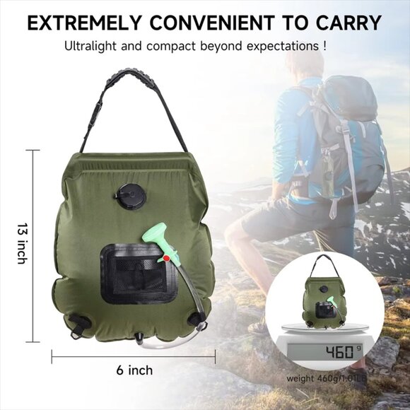 Solar Portable Shower Bag, 5 Gal/20L Solar Heating Camping Shower Bag - Picture 7 of 10